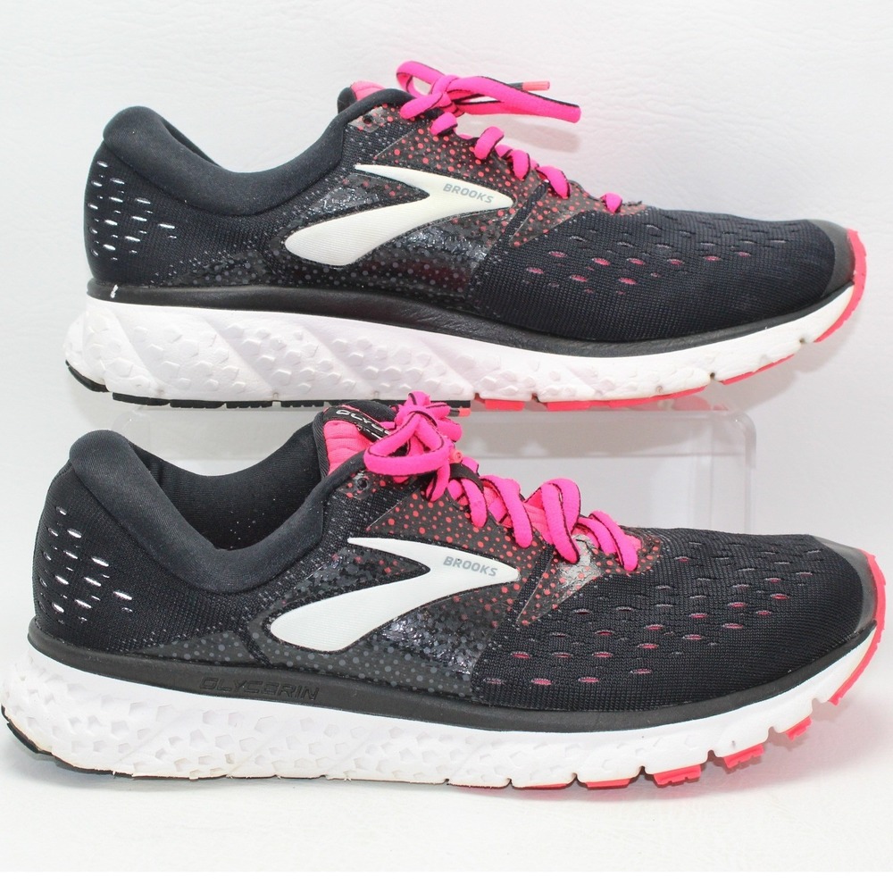 Brooks Glycerin 16 Womens Running Shoes Black Pink‎ White 1202781B070 Size 9
